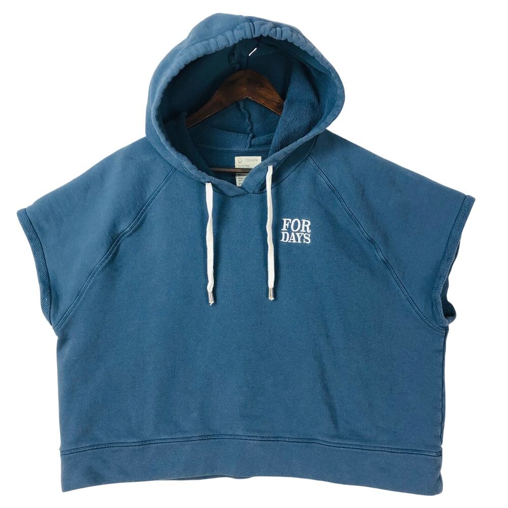 For Days Eco Friendly Sleeveless Hoodie Blue Logo Hooded Women’s 2XL EUC